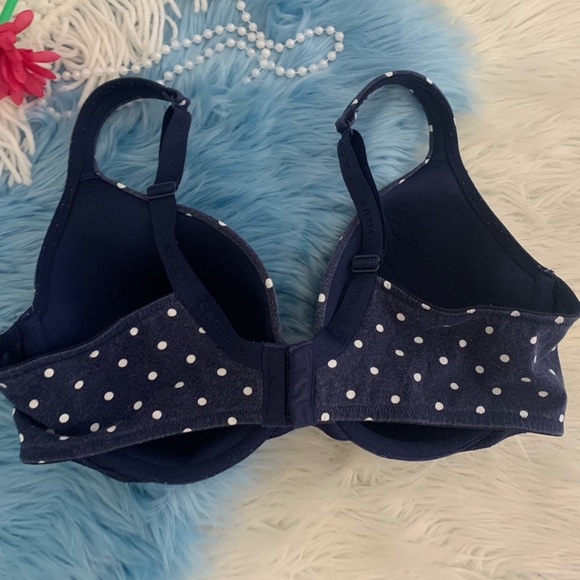 Cacique Lane Bryant Navy Cotton Polka Dot Support Bra 40D - Picture 6 of 6